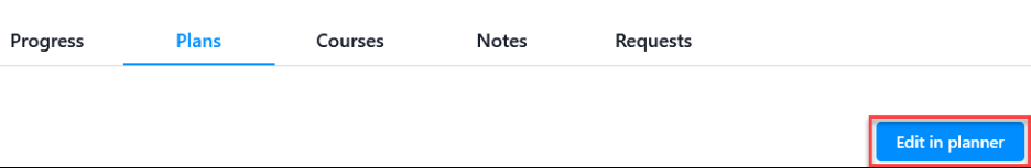 Plans tab interface showing the Edit in planner button highlighted in blue