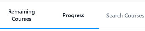 Planner options showing three tabs: Remaining Courses, Progress, and Search Courses